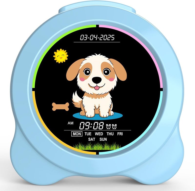 Sinoviwe Kids Alarm Clock Sun & Moon& Dog LED Display with Day & Date OK to Wake Clock with Night Light for Kids Children's Sleep Trainer Gift for Boy and Girls - Image 1